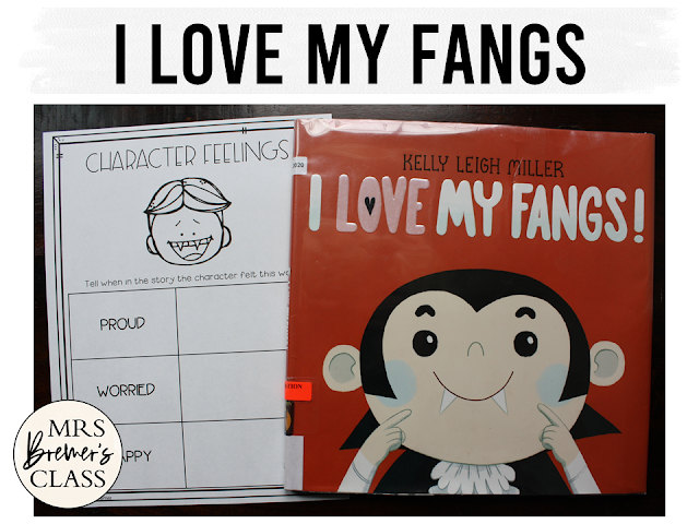 I Love My Fangs book activities unit with companion worksheets, literacy printables, lesson ideas, and a craft for Halloween in Kindergarten and First Grade