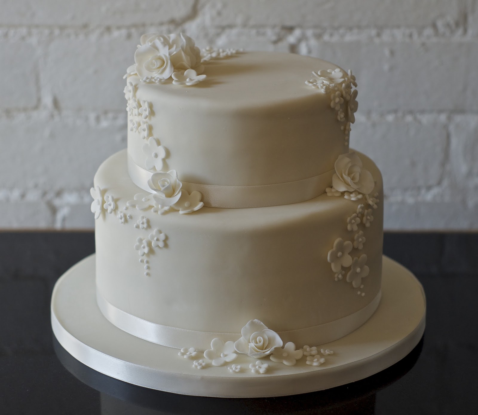 REAL LIFE: Rose and blossom 2 tier wedding cake