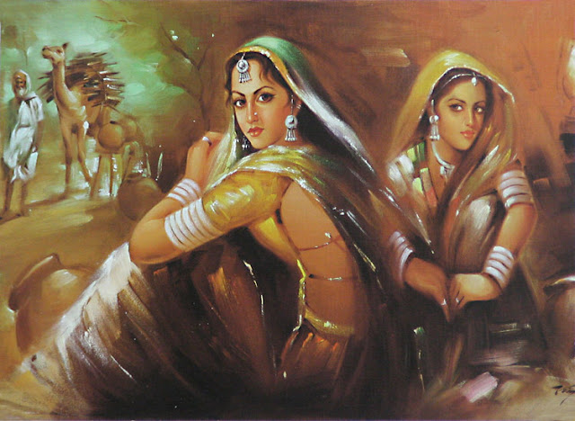 Rajasthani Girls Art Paintings 32