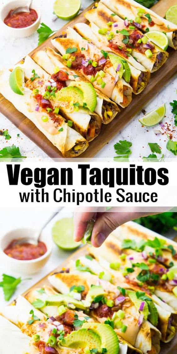 If you like Mexican food, you will LOVE these vegan taquitos with chipotle sauce! They're pure comfort food! And they make such a great vegan dinner. Find more vegan recipe ideas on veganheaven.org…