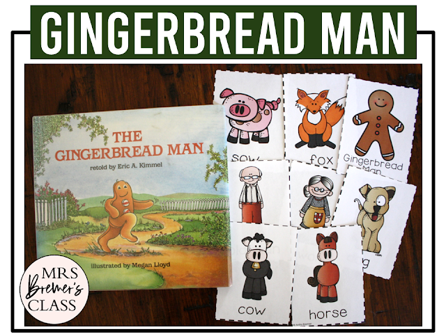 Gingerbread Man book activities unit with literacy printables, reading companion activities, lesson ideas, and a craft for Kindergarten and First Grade