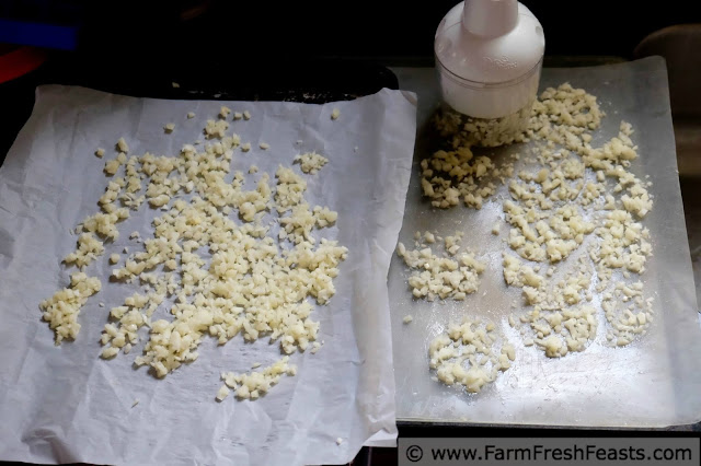 finely chopped garlic ready to go on parchment paper