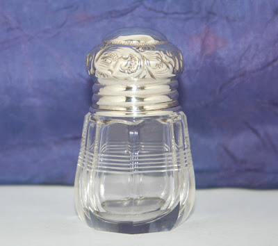   ANTIQUE GLASS SCENT BOTTLE WITH STERLING SILVER TOP by BOOTS PURE DRUG Co~1911