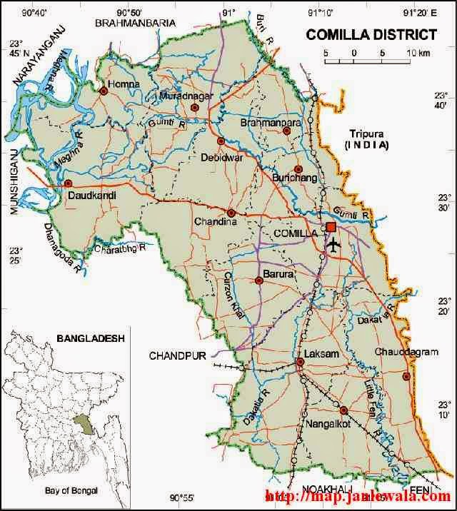 comilla zila map of bangladesh