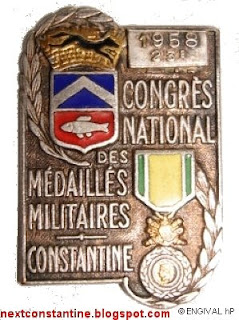 Armoiries de Constantine sur une medaille millitaire du Congres national des medaillés militaires 1958