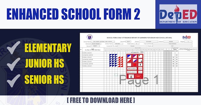 Free Enhanced School Form 2 for Elementary, Junior High School and Senior High School