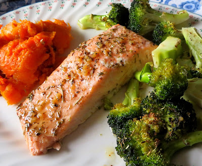 Garlic Butter Salmon & Broccoli for two