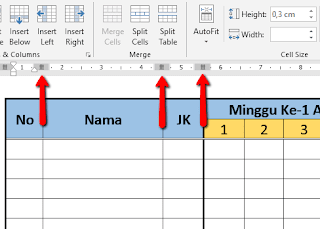 Pada ketika pertama kali kita membuat tabel di Word Teknik Mengubah Lebar Kolom pada Tabel Microsoft Word 
