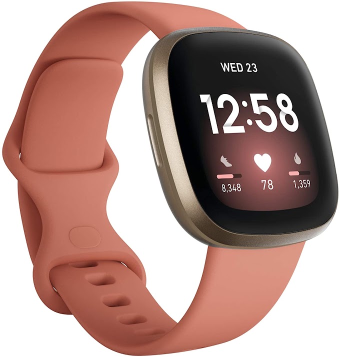  Fitbit Versa 3 Health & Fitness Smartwatch with GPS, 24/7 Heart Rate, Alexa Built-in, 6+ Days Battery, Pink/Gold, One Size (S & L Bands Included) 