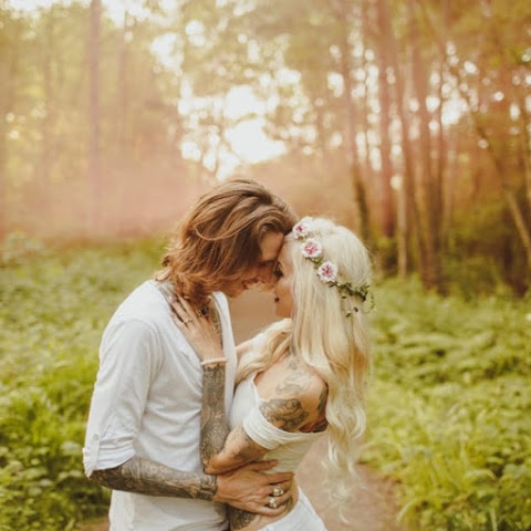 Magical Engagement Shoot Of Stunning Tattooed Couple In The Woods