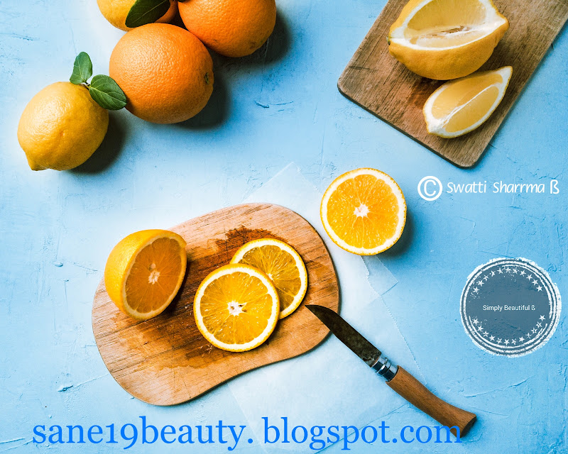 Facepacks of oranges for radiant skin.