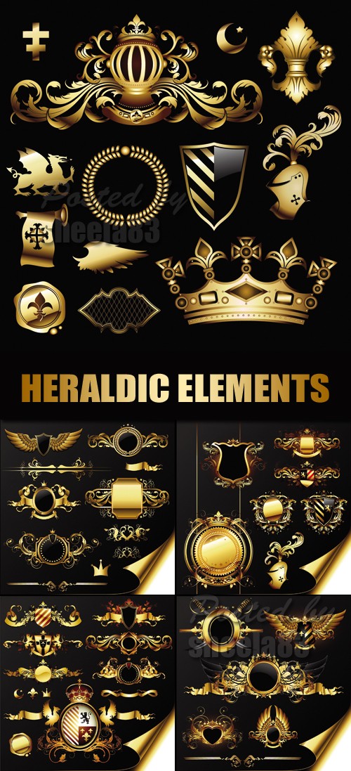 Golden Heraldic Elements vectors