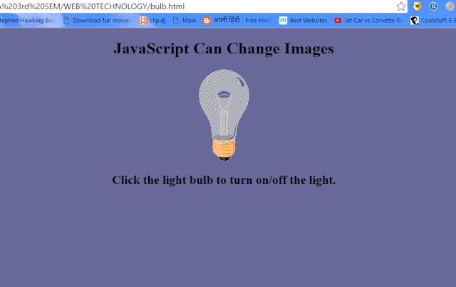 Create Javascript Program to Make a Light Bulb Turn on and Off