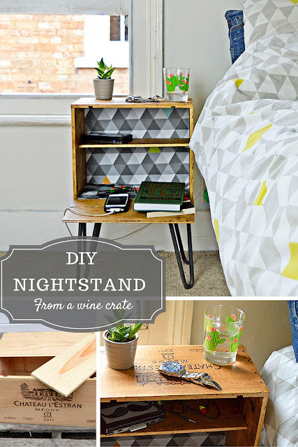 DIY Nightstand from a wine crate - Friday Favorites Feature