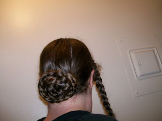 Two-braid bun or chignon.