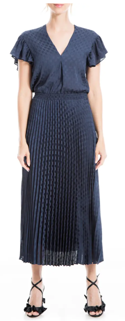 MaxStudio Polka Dot Pleated Dress