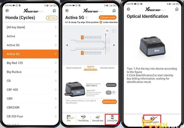 Xhorse Key Reader + Dolphin Identify & Cut Honda Activa 5G Key 3