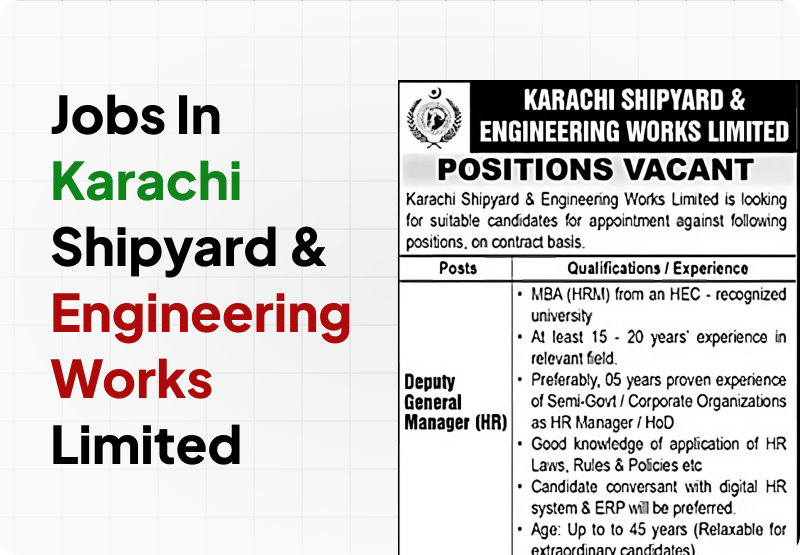 Government Jobs in Karachi Shipyard and Engineering Works Limited