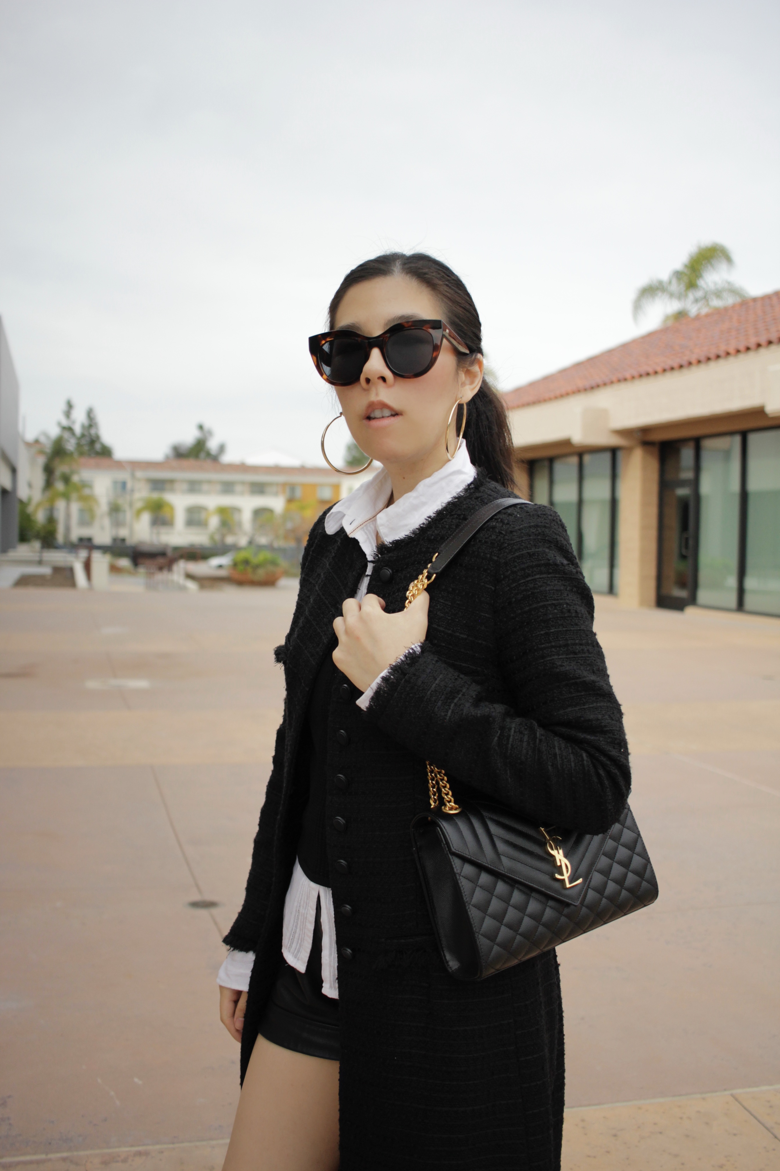 Adrienne Nguyen_Saint Laurent Style_Parisian Chic Black and White Outfit