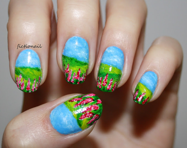 Spring Countryside Landscape Nail Art