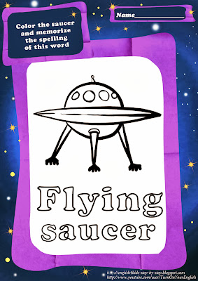 flying saucer coloring page for teaching English