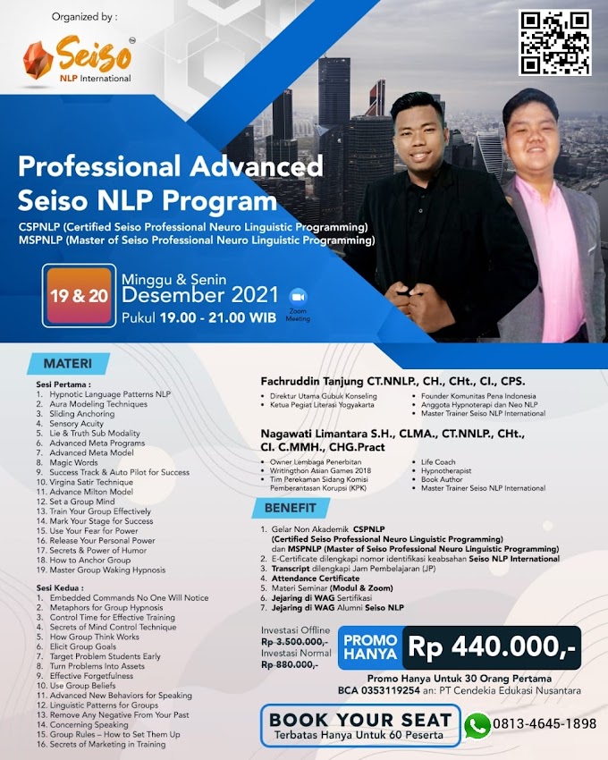 WA.0813-4645-1898 | Master Of Seiso Professional Neuro Linguistic Programming (MSPNLP), Certified Seiso Professional Neuro Linguistic Programming (CSPNLP) Desember 2021