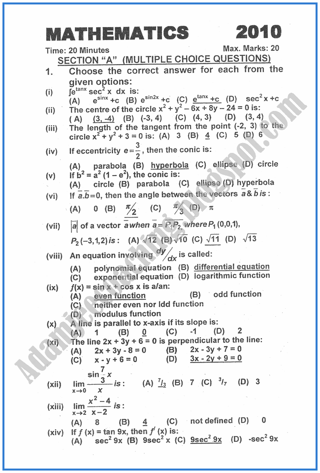 Mathematics-2010-past-year-paper-class-XII