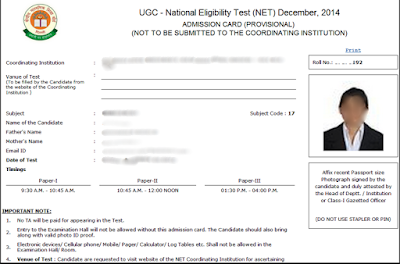 ugc net admit card 2016