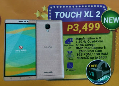 Cherry Mobile Touch XL 2, 6-inch Quad Core Marshmallow with Free VR Glasses for Php3,499
