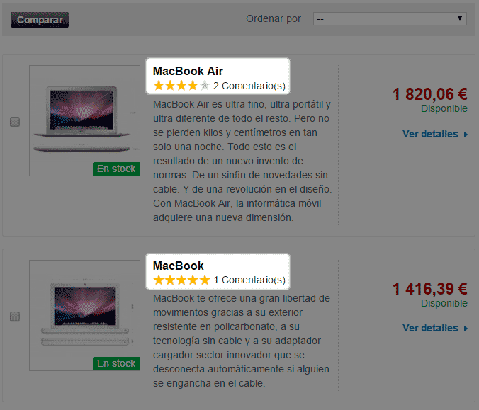 Mostrar la calificación de los productos en la lista de productos de Prestashop