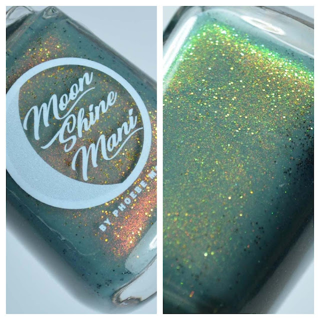 teal nail polish with shimmer and micro glitter