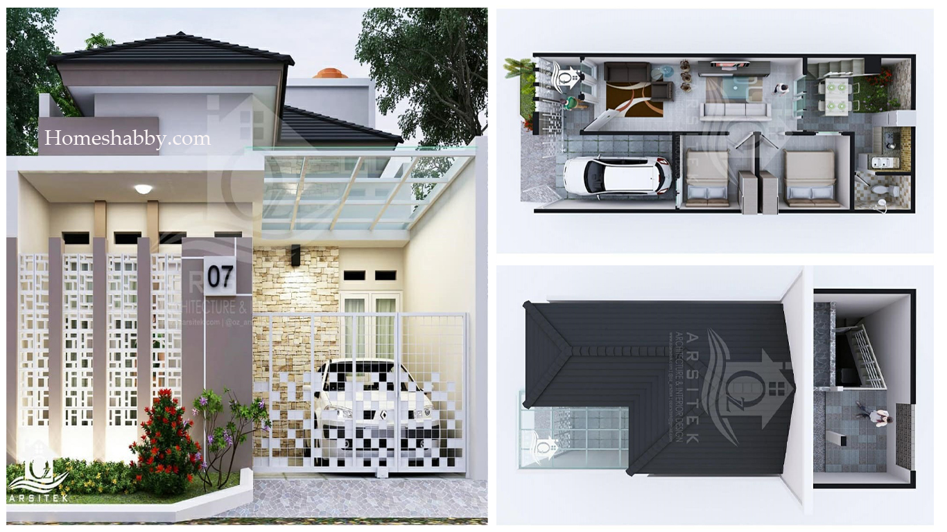 Desain Dan Denah Rumah Minimalis Ukuran 6 X 12 M Dengan Tampilan Yang Natural Dan Hemat Energi Homeshabbycom Design Home Plans