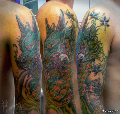 tattoos com Dragao verde no braco