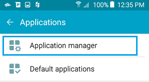 خيار مدير التطبيقات على هاتف Android
