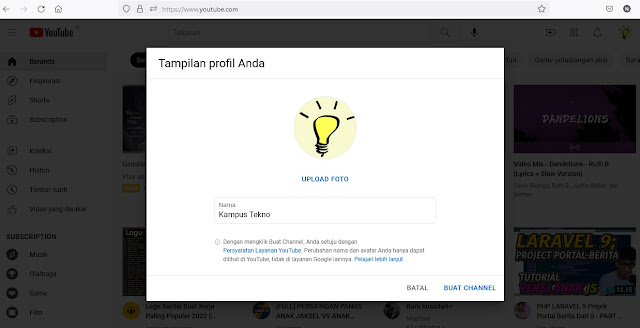 Cara Membuat Channel Youtube