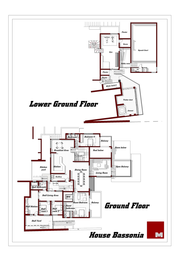 Mansion floor plans of the ground floor