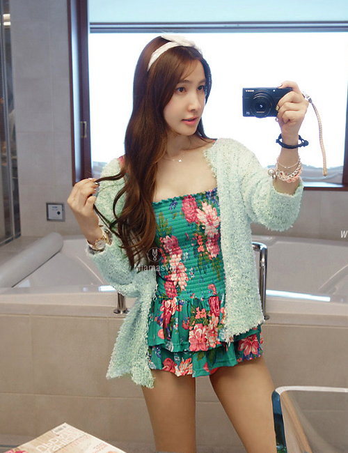 Shirred Floral Top and Bikini Bottom