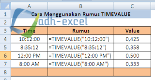 menggunakan rumus timevalue dalam excel