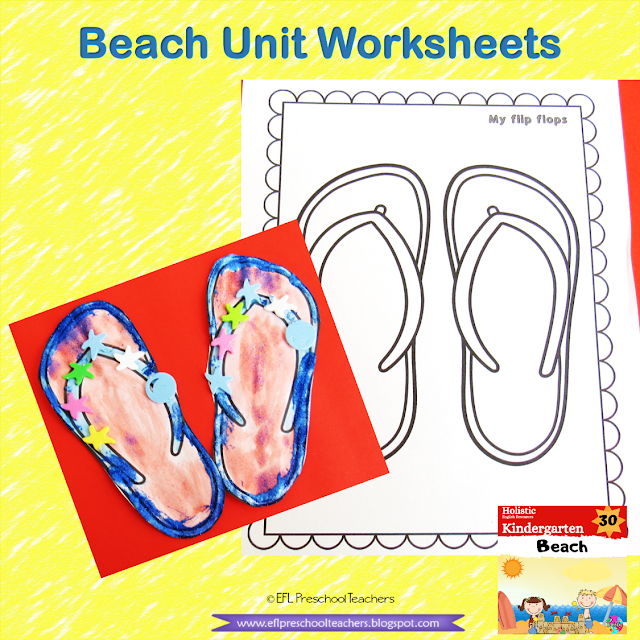 Beach unit worksheets flip-flops