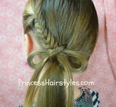 hairstyle tutorial, fishtail braid bow 