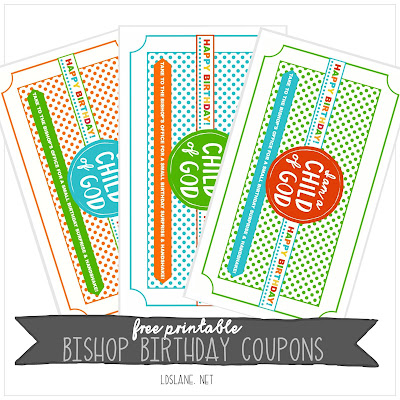 Bishop Birthday Coupons - free printable - ldslane.net Fun way for the LDS primary children to get to know the Bishop in their ward better with a handshake and simple treat!