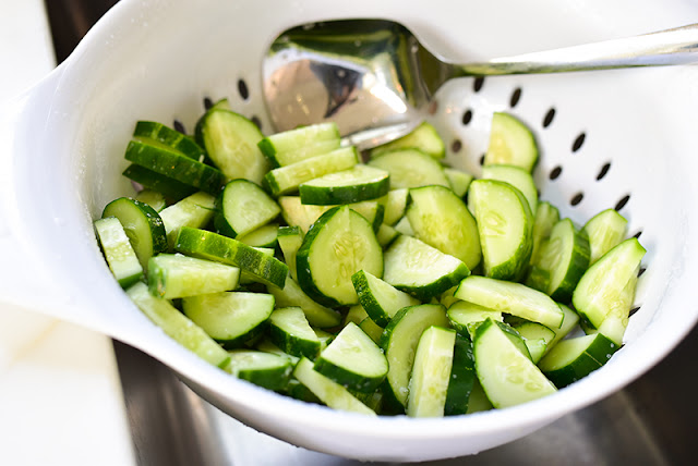 Cukes in colander