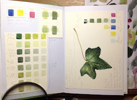 Sketchbook immage showing green mixes