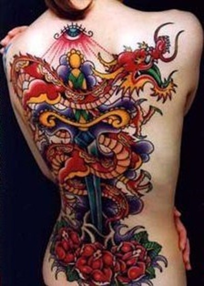 full back tattoo. full back tattoos for women