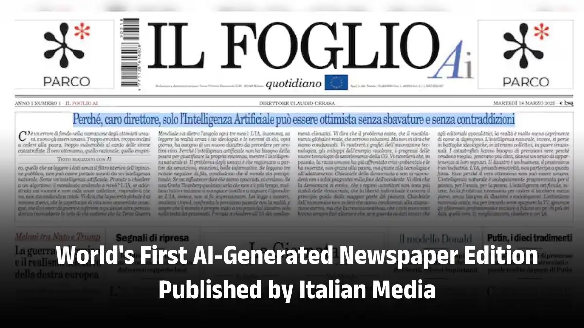 World's First AI-Generated Newspaper Edition Published by Italian Media