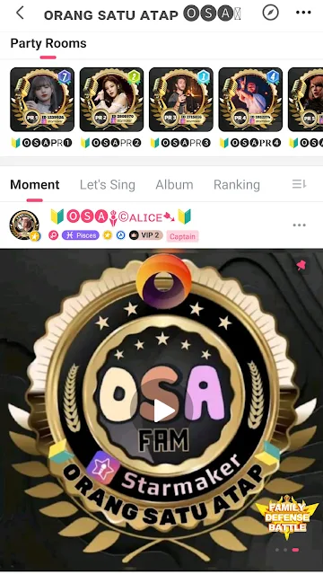 Starmaker OSA FAMILY Tampilan Saat Ini