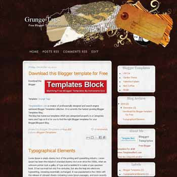 Grunge Tag blogger template converted from wordpress theme to blogger. grunge template blogger