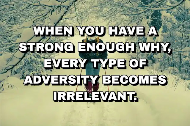 When you have a strong enough why, every type of adversity becomes irrelevant.