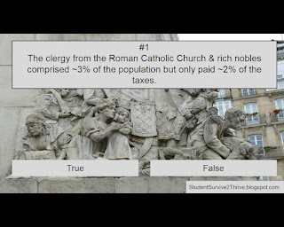 The clergy from the Roman Catholic Church & rich nobles comprised ~3% of the population but only paid ~2% of the taxes. Answer choices include: true, false