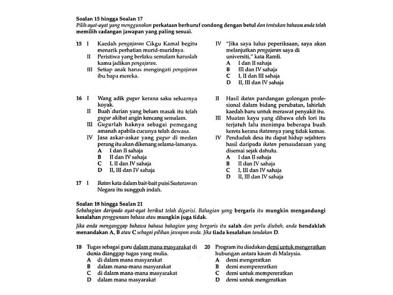 Bahasa Melayu Tingkatan 2: Set 1